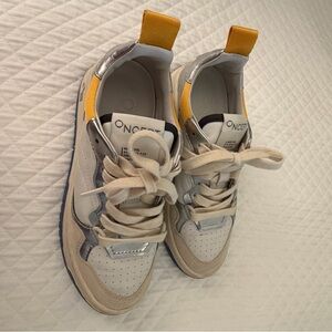 Oncept Lace-Up Sneakers in White, Yellow & Metallic Silver
